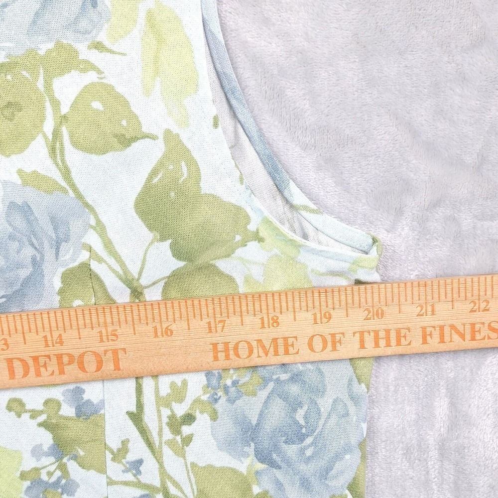 Vintage Norton Studio Dress Womens XL Linen Blend Blue Floral Shift Cottagecore - Picture 4 of 8